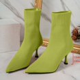 thumbnail image 4 of HAPIMO Women Ankle Boots Pointed Toe Heel Rear Zip Knit Stretch Upper Footwear For Evening Dating And Urban Social Gathering Green 39, 4 of 5