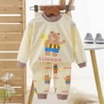 thumbnail image 2 of TOWED22 2 Piece Toddler Baby Girl Boy Fall Winter Clothes Long Sleeve Sweatshirt Tops Elastic Waist Pants Cute Print Outfits Clothing Set(Beige,12-18 M), 2 of 5