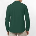 thumbnail image 4 of Men's Long Sleeve Linen Shirt Turn Down Collar Business Casual Regular Fit for Spring Fall Office Wear,Army Green,L, 4 of 6