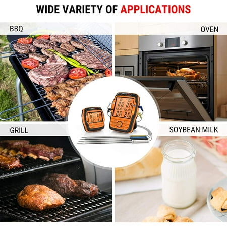 ThermoPro - Long Range Wireless Meat Thermometer with 4 Probes - ORANGE