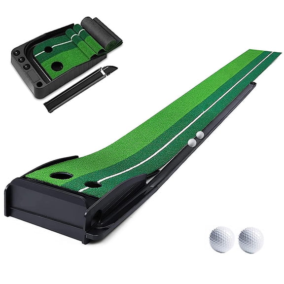 YUNIC Golf Putting Green Mat with Automatic Ball Return Track, Portable Putting Green, Golf Perfect Practice Mat for Indoor & Outdoor, Golf Training Aid for Home Office Garage Backyard