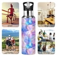 thumbnail image 7 of Yayeee 20oz Insulated Water Bottle Double Wall Stainless Steel with Flip Straw Lid, Pastel Pink Marble Pattern, 7 of 7