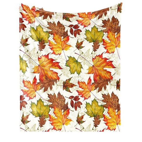 B Flannel Throw Blanket With Maple Leaves Design For Travel And Nap Soft Comfortable 150X130Cm