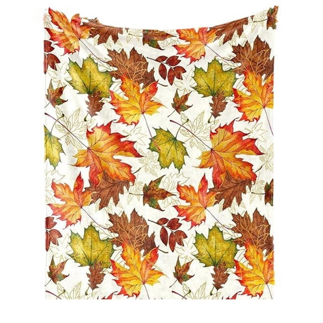 B Flannel Throw Blanket With Maple Leaves Design For Travel And Nap Soft Comfortable 150X130Cm