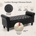 thumbnail image 5 of AVAWING Upgraded Armed Storage Bench, Leather Upholstered Ottoman for Living Room & Bedroom, Black, 5 of 8