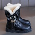 thumbnail image 6 of Girls‘ Winter Boots, Water-Resistant Faux Suede with Thick Fur Interior, Warm Mid-Calf Boots for Tweens, Outdoor Play, and Seasonal Gift Black 35, 6 of 6