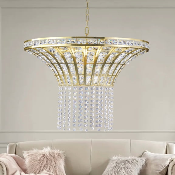 Circular waterfall-shaped pendant lamp for Living Room,Adjustable Height, Portable, Easy Installation