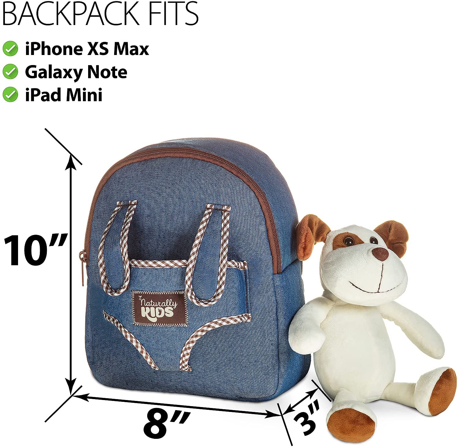Naturally KIDS Small Backpack w Stuffed Animal Dog Plush Toy - Toddler Backpack for Boy Backpack for Kids - Toys for Kids Ages 3 4 5 6 7 Toys for 3 Year Old Boys Puppy Backpack - 4 Year Old Girl Gift - image 4 of 9