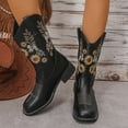 thumbnail image 5 of SACFOF Cowboy Boots for Women - Mid Calf Western Sunflower Cowgirl Boots with Floral Embroidery, Square Toe Stitched Pull On Retro Design, Perfect for Country Idyll, Concerts and More, 5 of 5