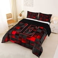 thumbnail image 2 of Erosebridal Letter Monogrammed E Boy Full Size Comforter Sets 3 Pieces,Teens Children Black Red Futuristic Cubes Bedding Sets,Black Reversible, 2 of 6