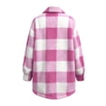 thumbnail image 3 of Hzzrkos Women Casual Loose Plaid Button Down Lapel Collar Long Sleeve Fleece Lined Shacket Jacket Warm Winter Outerwear Coat Fashion Button Front Shirt Jacket Hot Pink S, 3 of 9