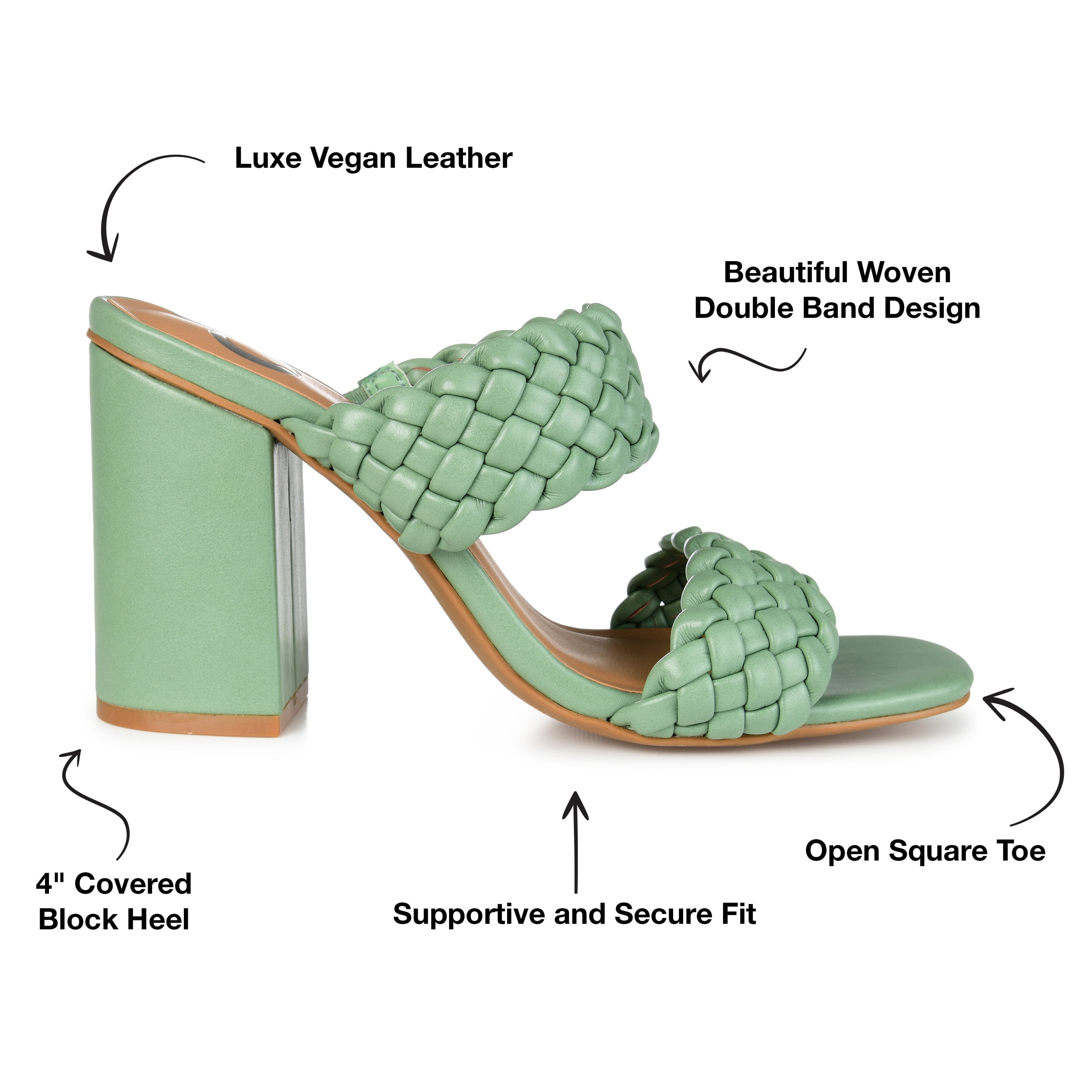 Journee Womens Melissa Open Square Toe Block Heel Dress Sandals, Widths Available