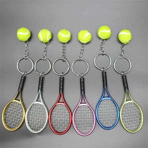 Walbest Mini Tennis Racket Keychain Key Ring, Fashionable Metal Tennis Ball Split Ring, Sport Style Split Keychain for Sport Lovers Team Family Gift - Exquisite & Lightweight, 1 piece