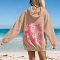 thumbnail image 4 of Multiple Bow Scripture Print Hoodie Women's Oversized Drawstring Pullover Sweatshirt for Fall Winter Casual Outfits, 4 of 9