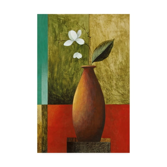 Trademark Fine Art 'Flower In Vase With Squares' Canvas Art by Pablo Esteban