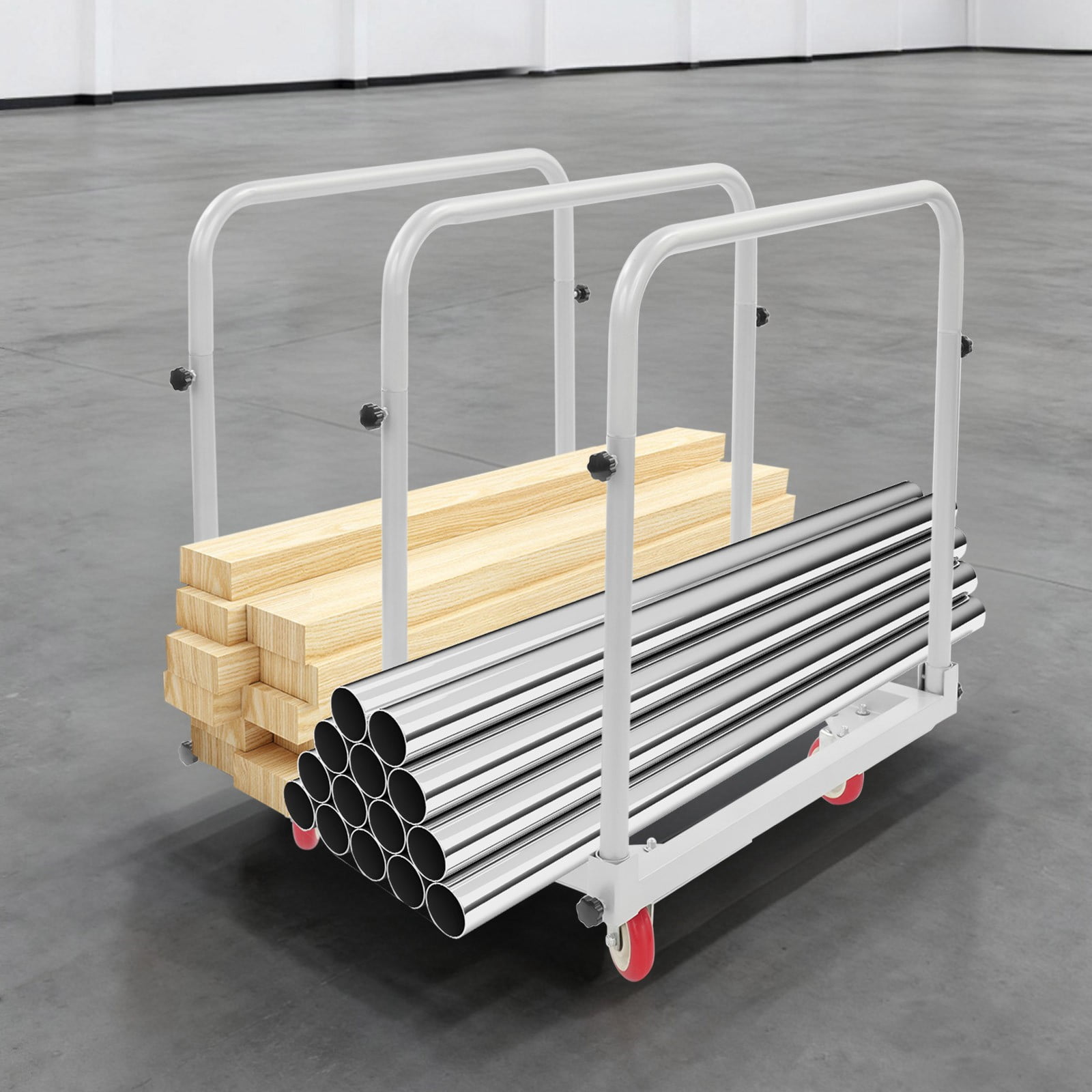 ToppiJoy Heavy Duty Hand Truck Dolly with 4 Swivel Casters, Industrial Hand Cart Hold up to 1400lbs for Plywood, Warehouse, Factory, Workshop (Grey)
