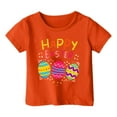 thumbnail image 1 of PMVFHDE T-Shirt d'Été pour Filles à Imprimé Graphique Mignon, Col Rond, Manches Courtes – Haut Décontracté Respirant pour Enfants, Jeux Extérieurs, T-Shirt Décontracté d'Été Orange, 3-4 Ans, 1 of 4