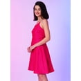 thumbnail image 2 of Globus Women Fuchsia Shoulder Straps Gathered Satin Fit & Flare Dress, 2 of 5