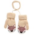 thumbnail image 1 of Kids Knit Mittens Fox Winter Mittens Warm Mittens with Lanyard for Christmas, 1 of 10