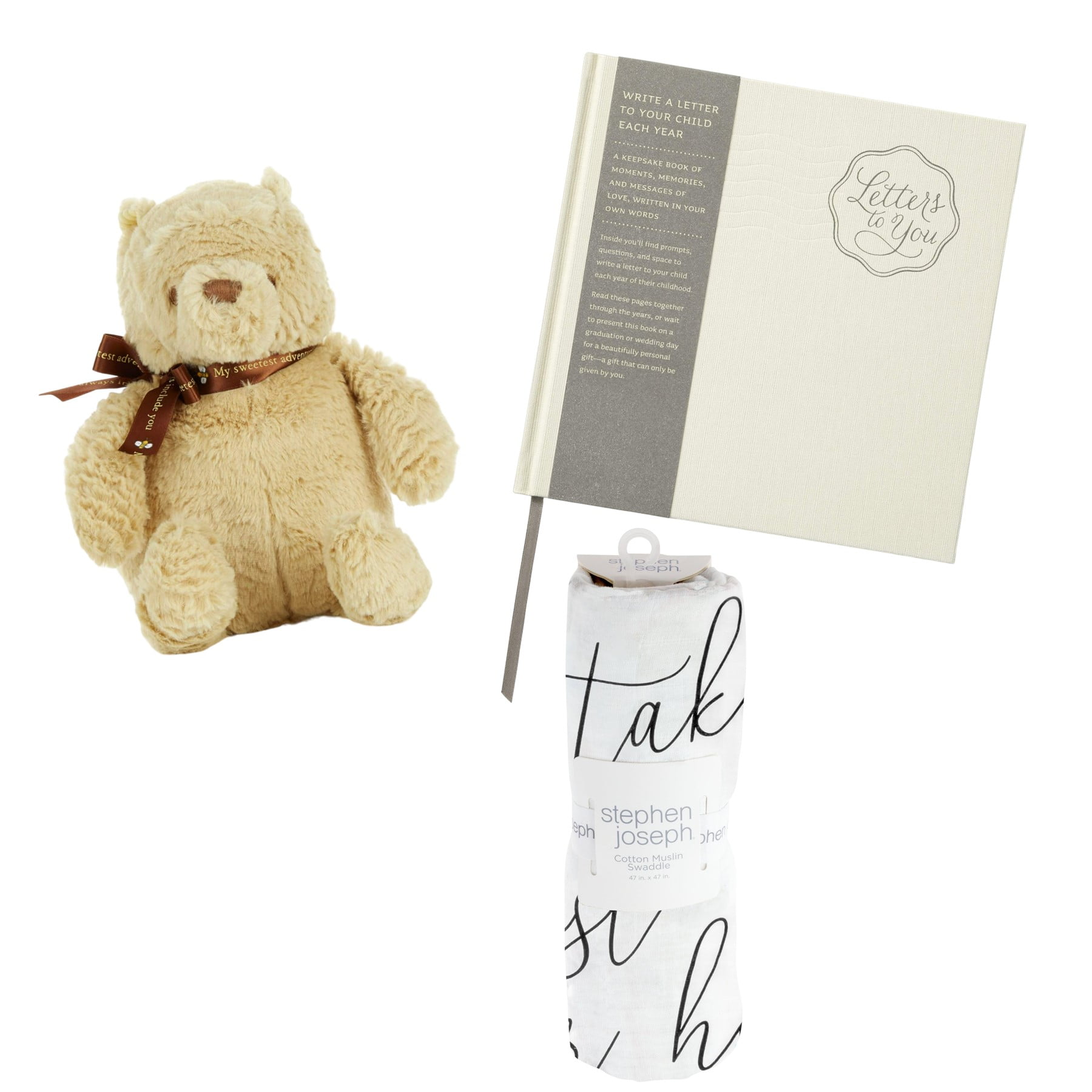 Winnie The Pooh New Baby Gift Set Includes Classic Pooh Bear Plush, Muslin Cotton Swaddling Blanket, and Letters to You Keepsake Book (A A Milne Gift That Can Span a Lifetime)