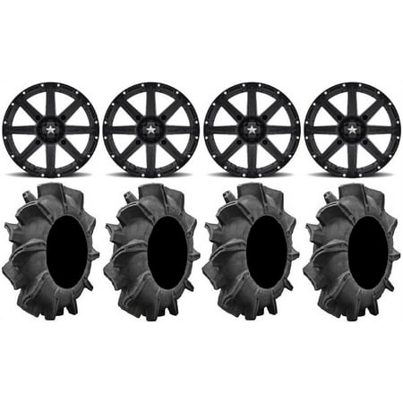 MSA Black Clutch 14 UTV Wheels 29.5 Assassinator Tires Can-Am Maverick X3 / Honda Pioneer 1000 / Talon