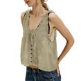 thumbnail image 2 of Yellow Womens Blouses Women Sleeveless Lace Tank Tops Vacation Front Tie Mesh Chiffon Tops Ladies Tops and Blouses, 2 of 4