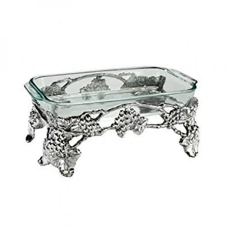 Arthur Court Designs Aluminum Grape Pattern Pyrex Casserole Elevated Dish Holder 15 3qt