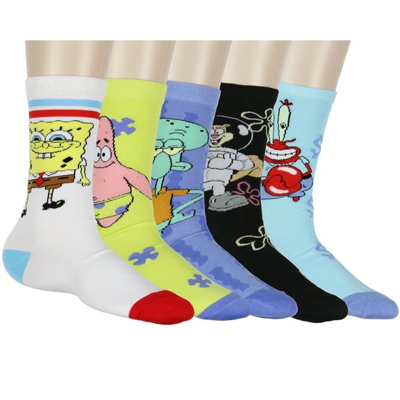 Nickelodeon Socks Spongebob SquarePants Socks Men's Bikini Bottom Bunch 5-Pair Crew Socks