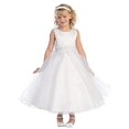 thumbnail image 1 of 5608 White Tulle Dress w Flower Embellishment Waistline White, 2, 1 of 1