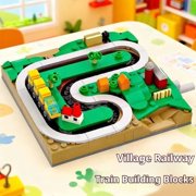 MOC Hand-Crank Town Building Block Train Small Toy Toy Holiday Gift Country Railway (266pcs)