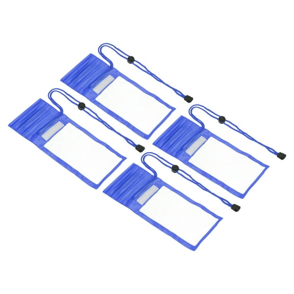 Unique Bargains Lanyard Waterproof Phone Pouch Universal Clear Cellphone Dry Bag Dark Blue 4 Pack