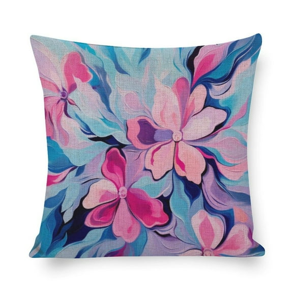 Pillowcase Colorful Modern Floral Abstract Art Pink Blue Decorative Throw Pillow Covers Watercolor Purple Abstract Throw Pillowcases 16"x16" for Couch Bed Home Decor