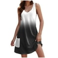 thumbnail image 2 of Womens Summer Casual Dresses Gradient Print Bohemian V Neck Sleeveless Pockets Loose Tank Top Mini Dress Activewear, 2 of 5