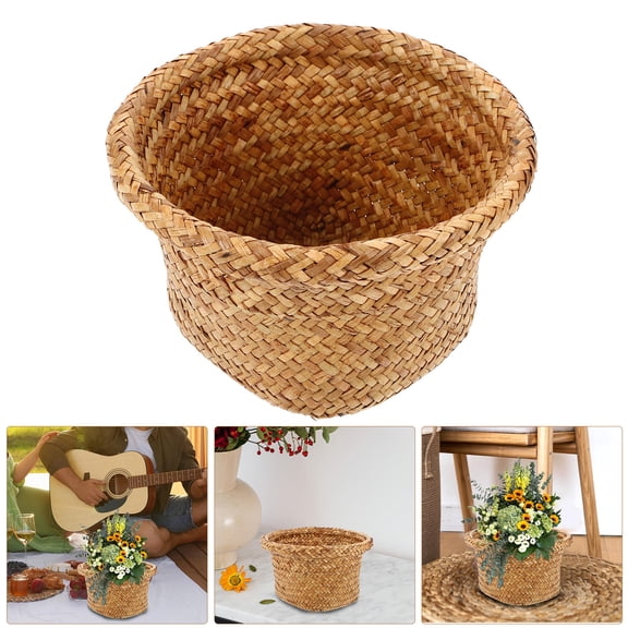 Hytrove Flower Arrangement Basket Woven Straw Round Family Home Decor 1Set
