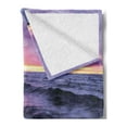thumbnail image 2 of Driftwood Soft Flannel Fleece Throw Blanket, Driftwood Beach Landscape Wavy Sea and Cloudy Sky at Sunset Digital Image Print, Cozy Plush for Indoor and Outdoor Use, 60" x 80", Blue Grey, by Ambesonne, 2 of 5