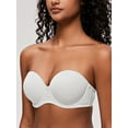 thumbnail image 3 of Deyllo Women's Strapless Bra Padded Cup Push Up Plus Size Full Coverage Underwire Support Invisible Bra,White 34DDD, 3 of 7