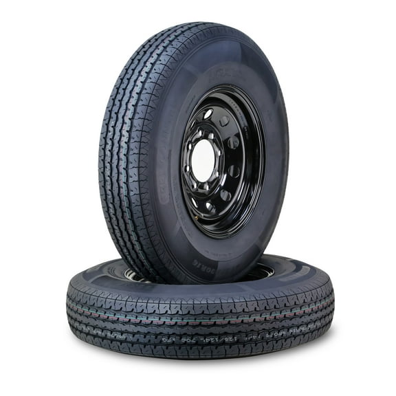 Free Country Trailer Tire Wheel Assembly ST225/90R16 14-Ply G 127L 8 Lug on 6.5" PCD Black Mod Rim ,SET 2