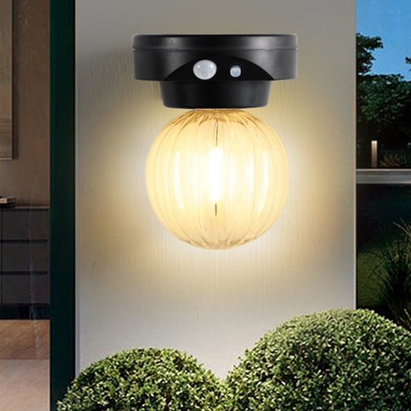 Aplique de pared de inducción con luz solar cálida - Luces solares para cercas - Luces solares de pared LED - Resistente al agua IP65 para exteriores - Lámparas de pared para exteriores para patio, ja
