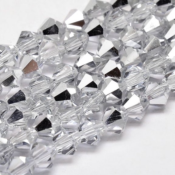 2Strand Imitate Austrian Crystal Electroplate Bicone Glass Faceted Bead Strands Half Grade AA 4x4mm Hole: 1mm about 93~95pcs/strand 14 inch
