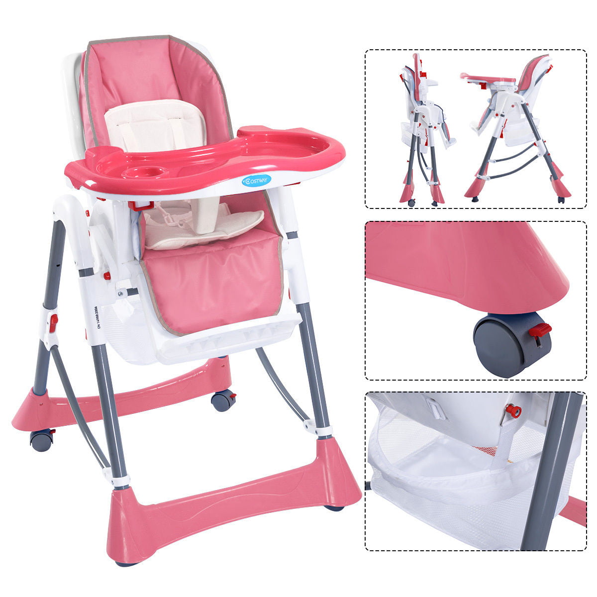 Baby Girl High Chair Infant Dining Seat Feeding Pink Floral Folding Portable New 