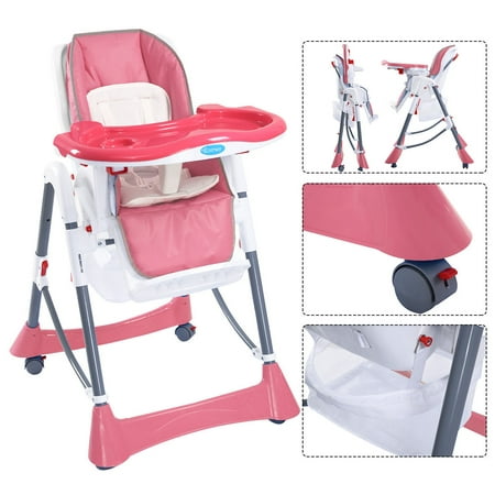 Portable Baby High Chair Infant Toddler Feeding Booster Folding Highchair Pink