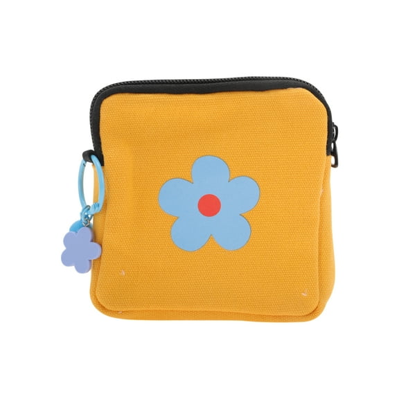 Unique Bargains 1 Pc Bell Flower Makeup Bag for Business Travel Orange Canvas