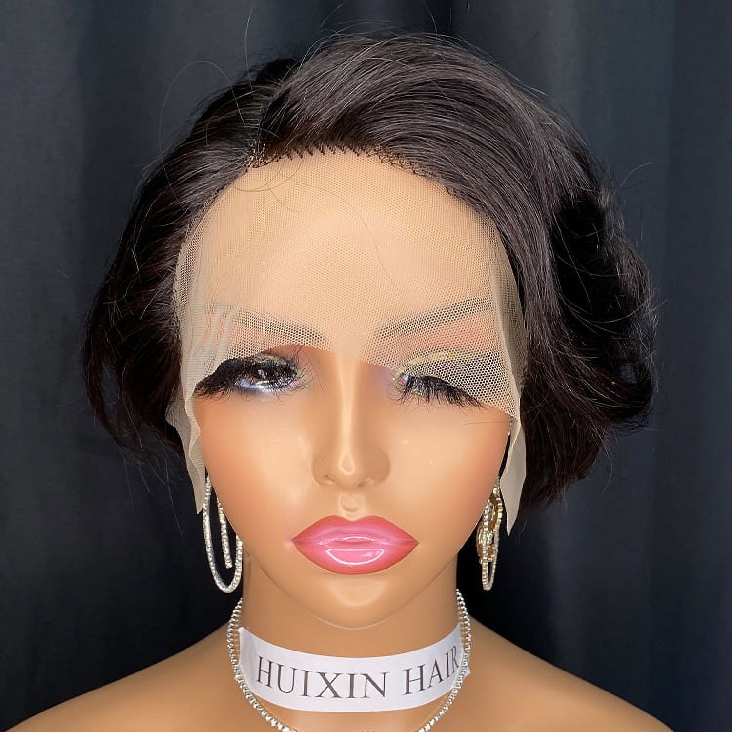 Wholesale 1Pcs Peruvian Indian 100% Vrigin Remy Human Hair Black Pixie Curly 13x1 T Part Wig