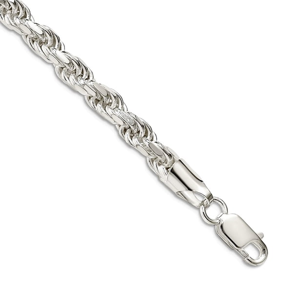 925 Sterling Silver 5.75mm Sparkle-Cut Rope Chain Ankle Bracelet 10 Inch Anklet for Women and Men