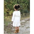 thumbnail image 6 of Oudiya Girls Casual Fall Dress Long Sleeve A-line Ruffled Button Corduroy Elegant Dress for Kids 5-14Y, 6 of 7