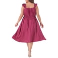 thumbnail image 3 of Vestido de Talla Grande Agnes Orinda para Mujeres con Mangas de Volante y Cintura Ajustada, Vestidos de Playa y Sol 4X Rosa Fucsia, 3 of 6
