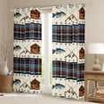 thumbnail image 2 of Manfei Rustic Cabin Blackout Curtains Set of 2 (52x84 Each), Fishing Plaid Curtain, Blue Cream, 2 of 6