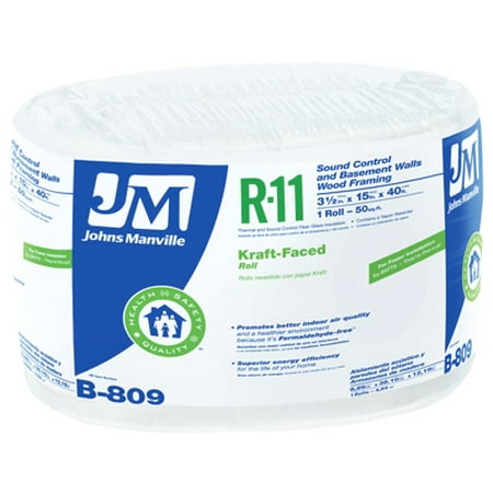 Air Cap Insulation JOHNS MANVILLE INTL INC R11 Kraft Fiberglass Insulation, 50 Sq. Ft. Coverage, 3.5 x 15-In. x 40-Ft. Roll ()