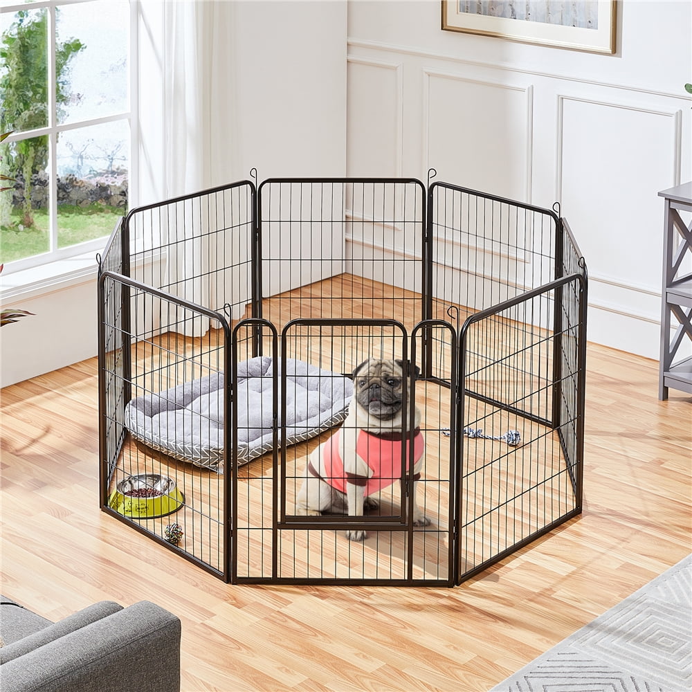 Alden Design 31.5″H Metal Pet Playpen Steel Dog Cat Exercise Barrier Outdoor Indoor Fence Door