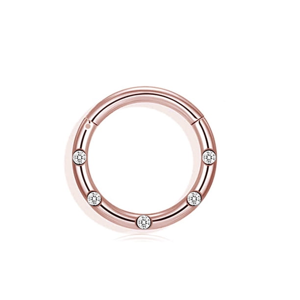 Qarigey 10 piezas de anillo de nariz de acero inoxidable anticorrosivo de diamantes de imitación electrochapado elegante cuerpo Loop Ropa, zapatos y accesorios Miscelánea Oro rosa 1.2x10mm Qarigey AP012804-02